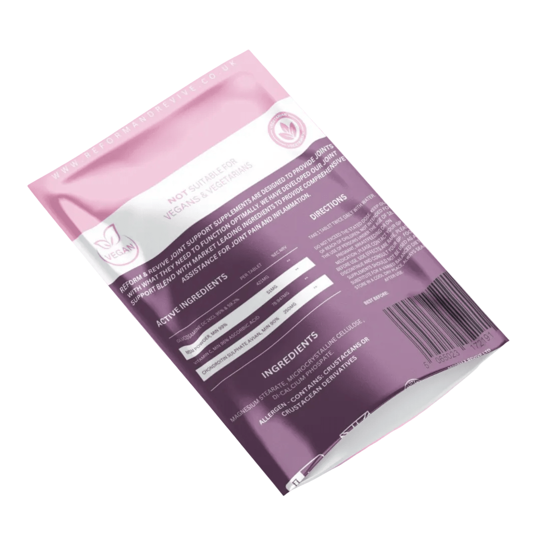 Reform and Revive multi-action joint support supplement bottle with capsules, designed to promote joint health and mobility.
