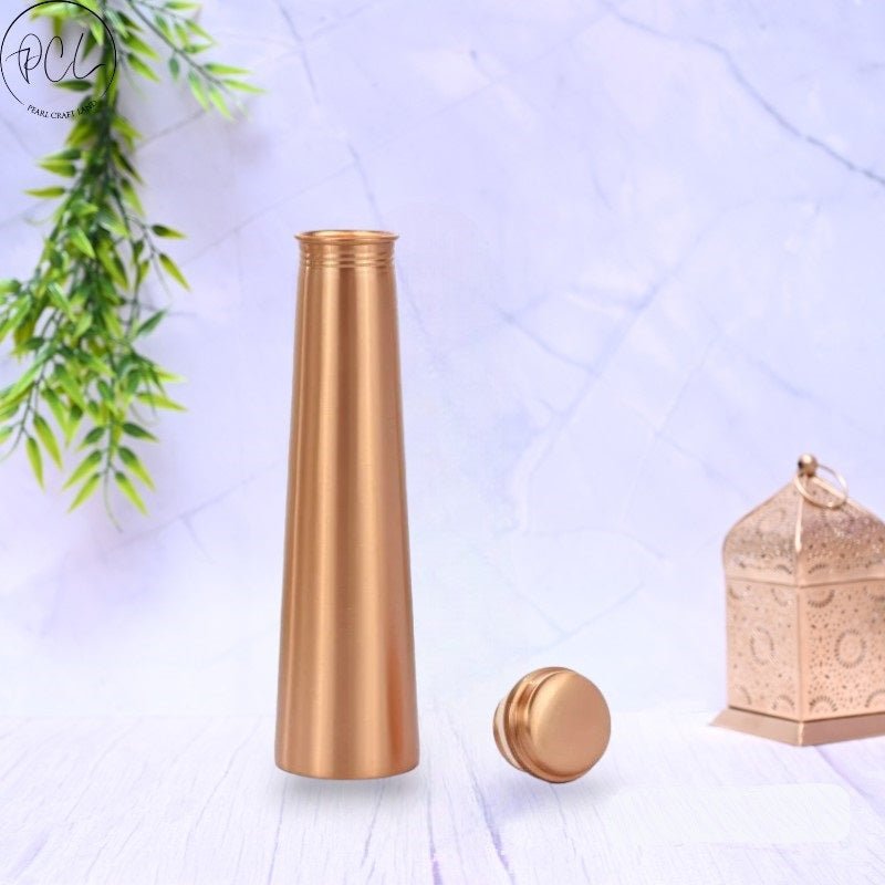 Pure copper tower water bottle with a matte finish and leak-proof cap, 1000 ml capacity, by SAMA Homes.
