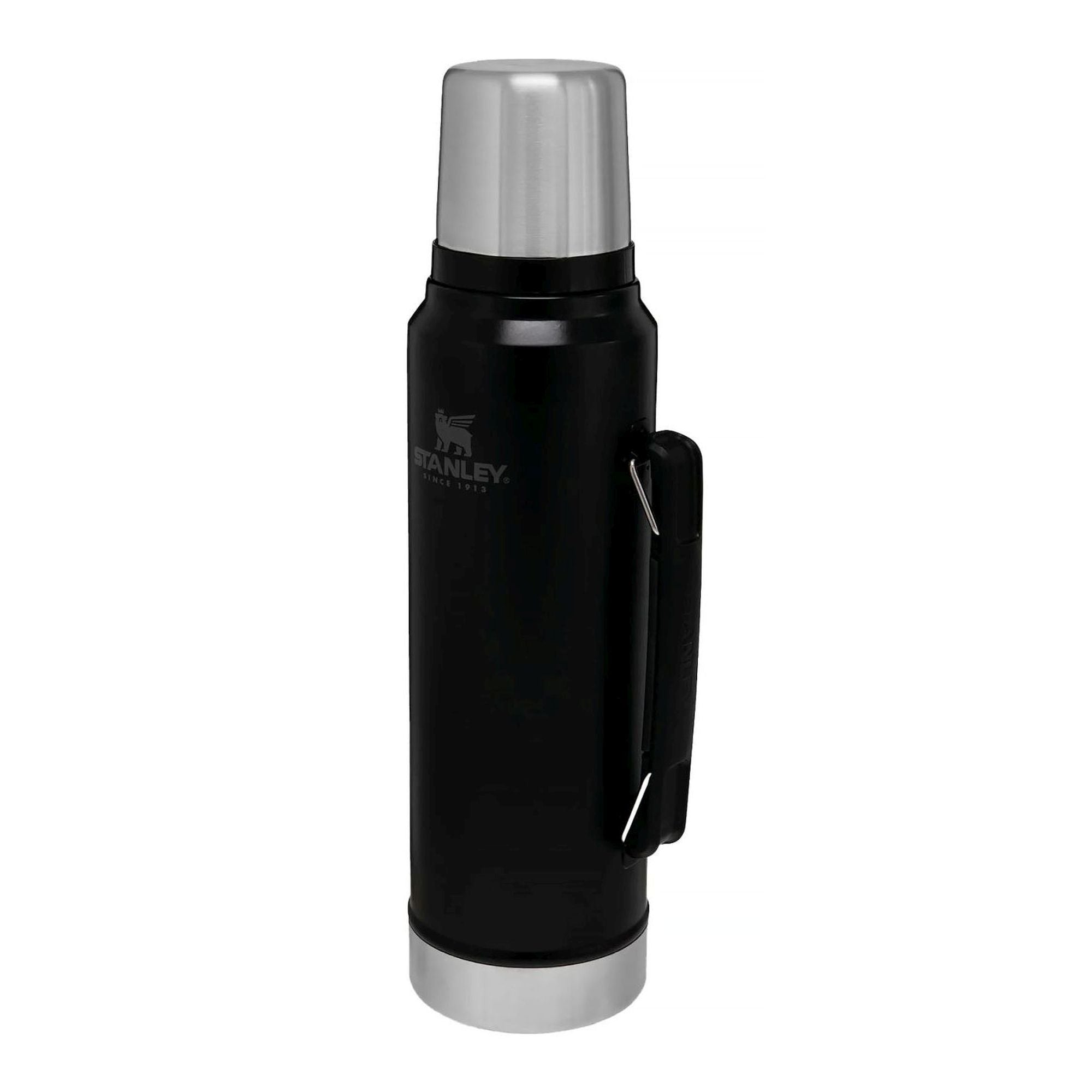 Stanley Legendary Classic 1.0L water bottle with stainless steel body and screw-on lid, ideal for outdoor hydration.