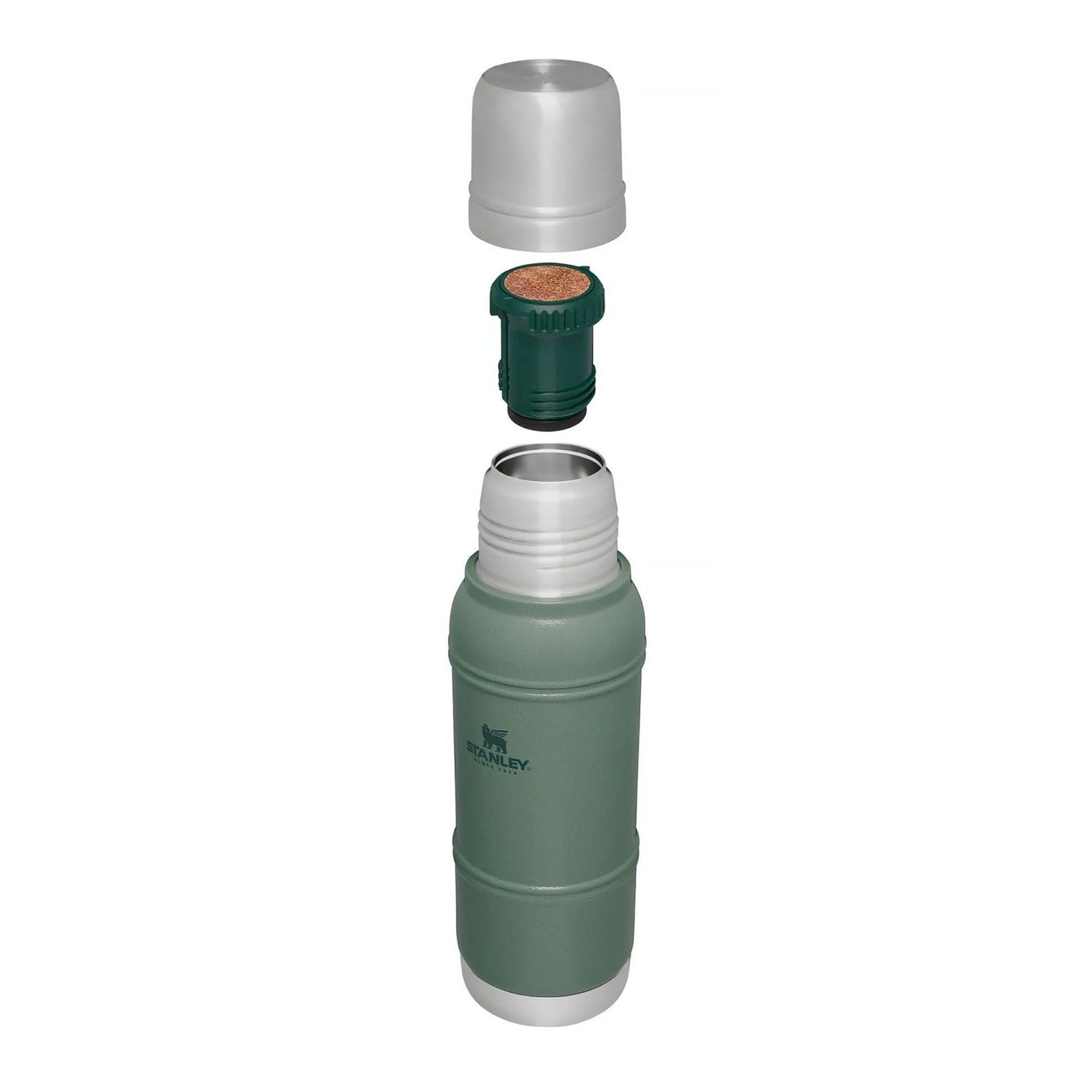 Stanley Artisan 1.0L thermal water bottle with stainless steel design and screw-on lid, ideal for keeping drinks hot or cold.
