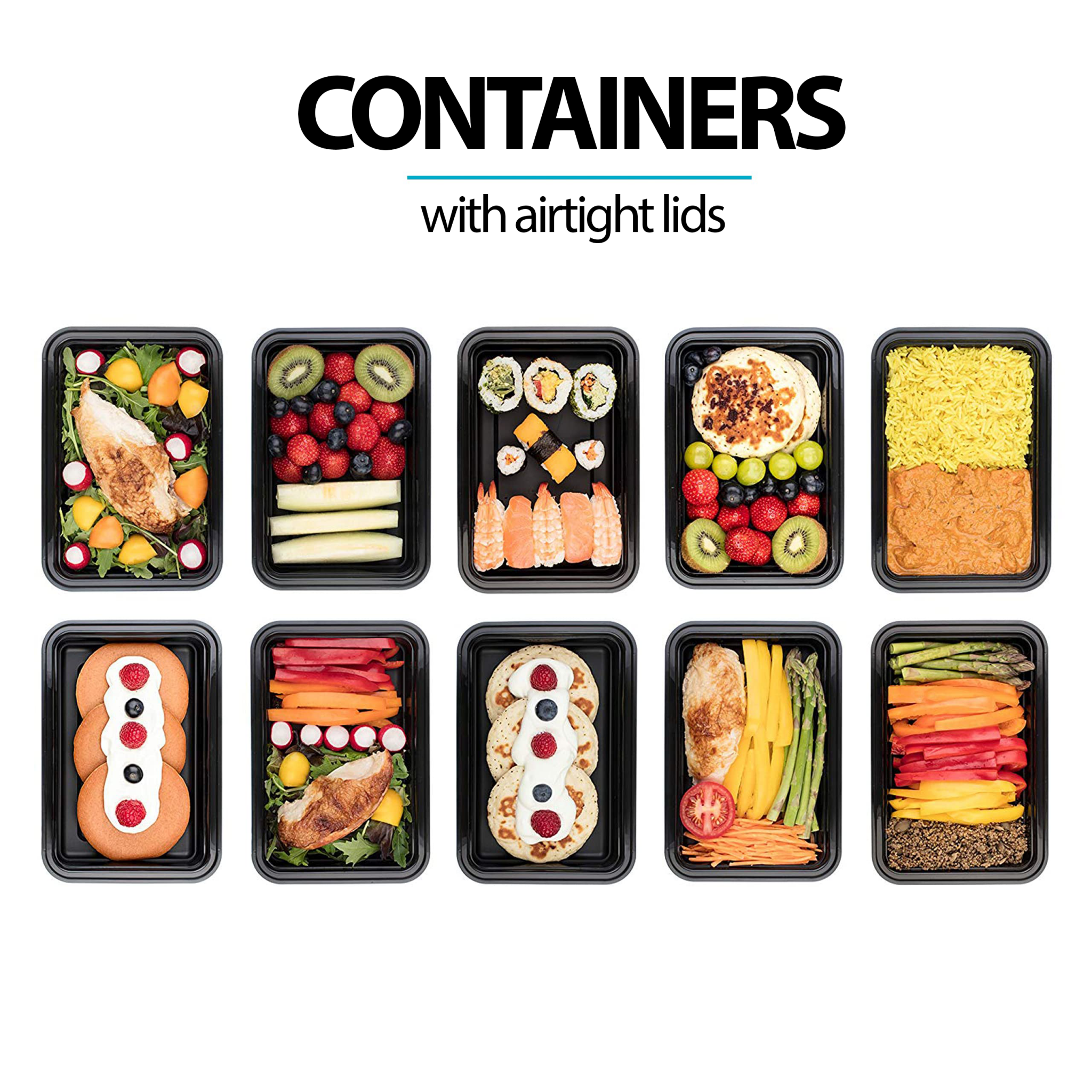 Set of 10 reusable plastic meal prep containers with 1 compartment, 828ml capacity by Igluu Meal Prep, suitable for food storage.