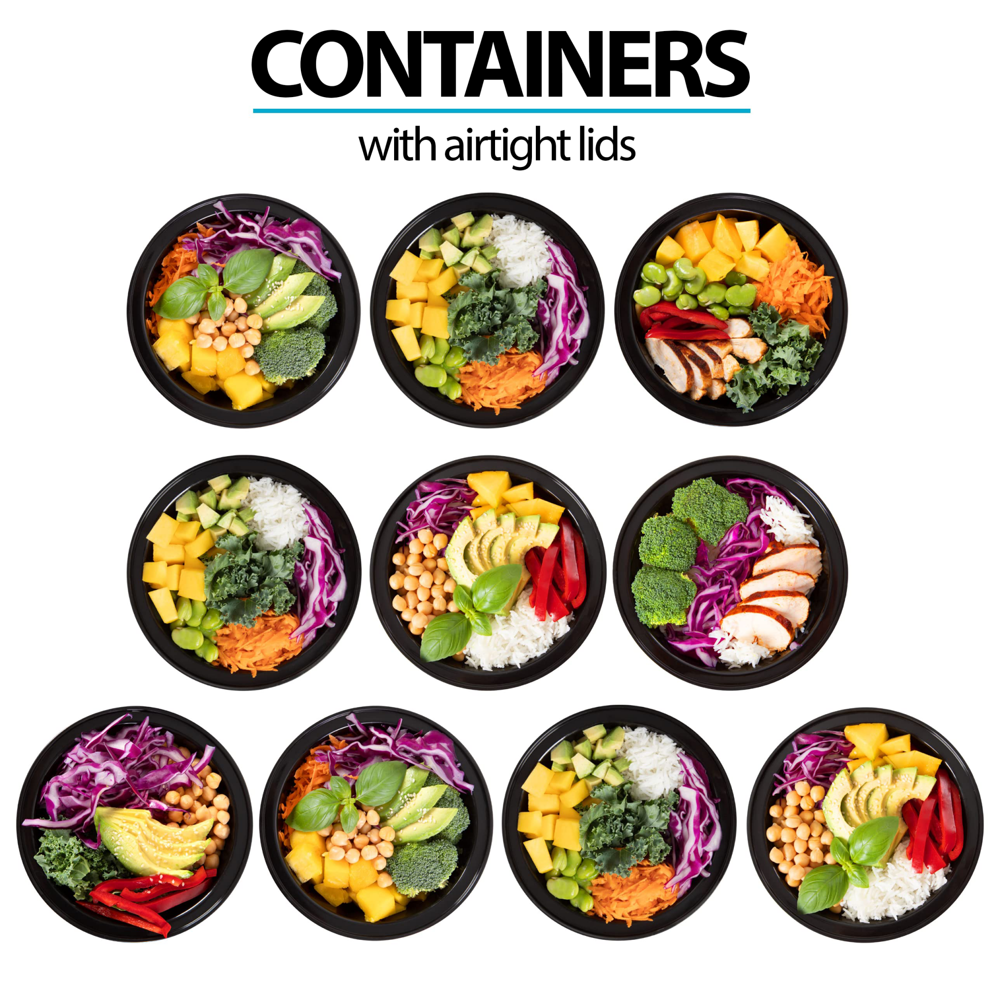 Set of Igluu Meal Prep round reusable containers with airtight lids, 828ml capacity, ideal for meal storage and prep.