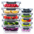Set of 10 Igluu Meal Prep glass food storage containers in 2 sizes, 1050ml and 370ml, for meal prep and food storage.