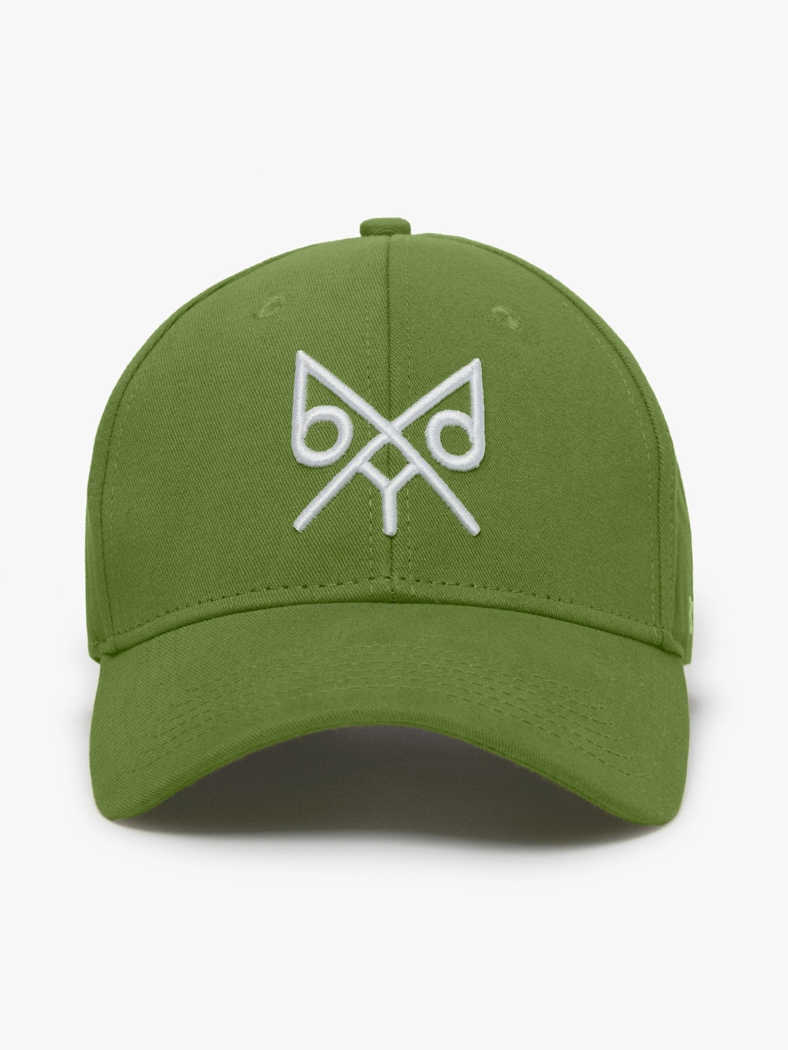 BDXY Studios "The Focus" baseball cap in Oregon Green, showing the curved brim and adjustable strap, casual headwear for men and women.