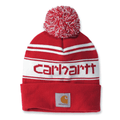 Carhartt knit pom pom beanie hat with cuff and logo, warm workwear headwear from Workwear Nation Ltd.