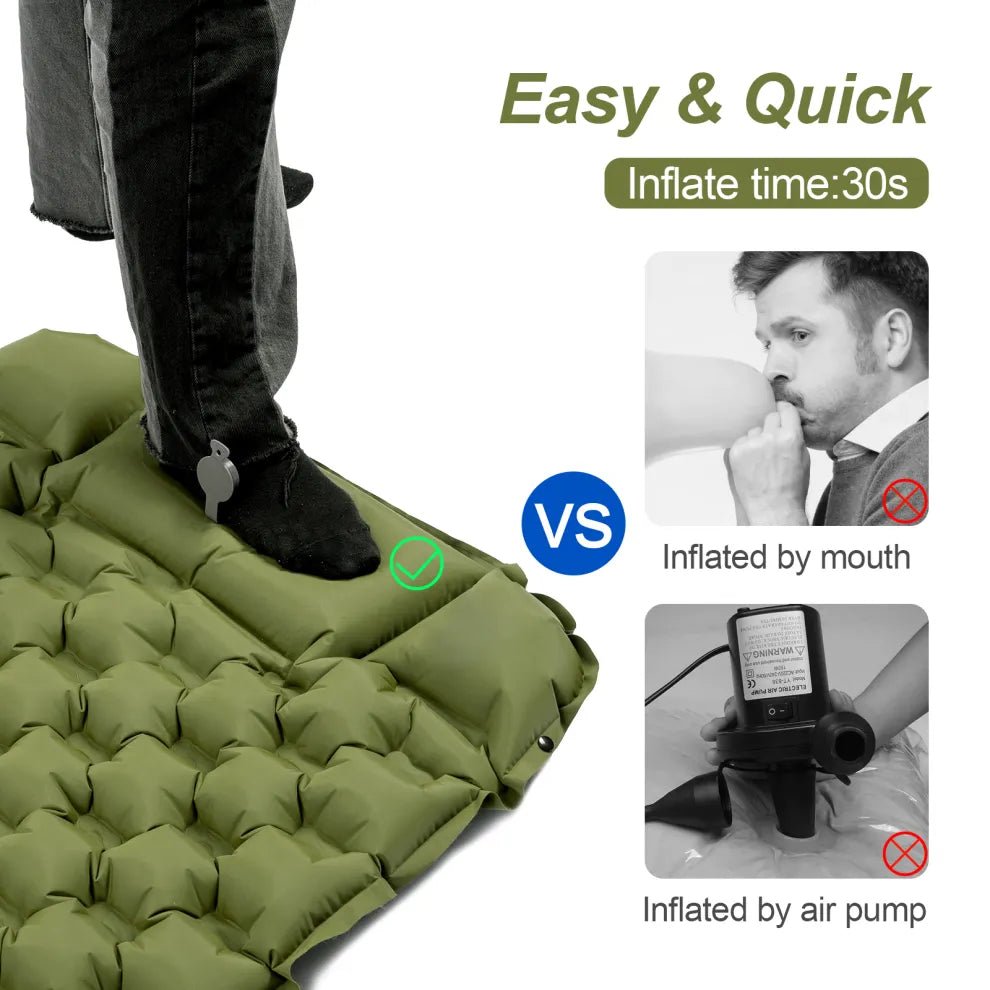 HikeWare Night Cat inflatable sleeping air pad with pillow, lightweight camping sleeping pad for outdoor use
