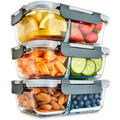 Set of three Igluu Meal Prep 2-compartment glass containers with airtight lids, 980ml capacity for food storage and meal prep.
