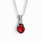 Garnet Pendant Necklace in Sterling Silver