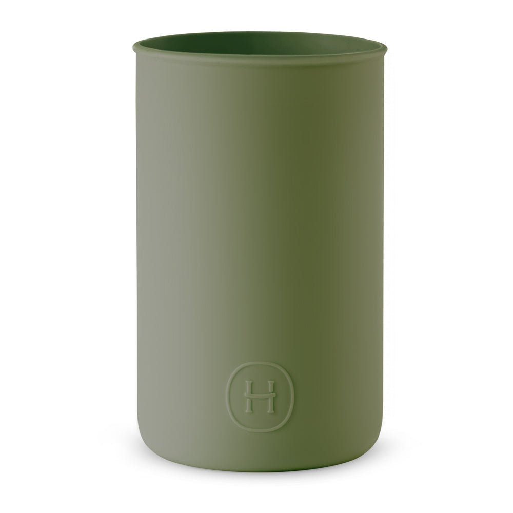 HYDY silicone sleeve in Seaweed Green, designed for 20 fl oz bottles, featuring a smooth, flexible silicone material.