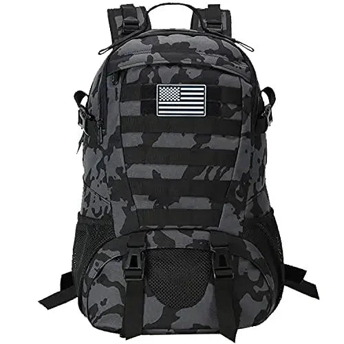 HikeWare 30L military style backpack with multiple compartments and adjustable straps, designed for outdoor and tactical use.