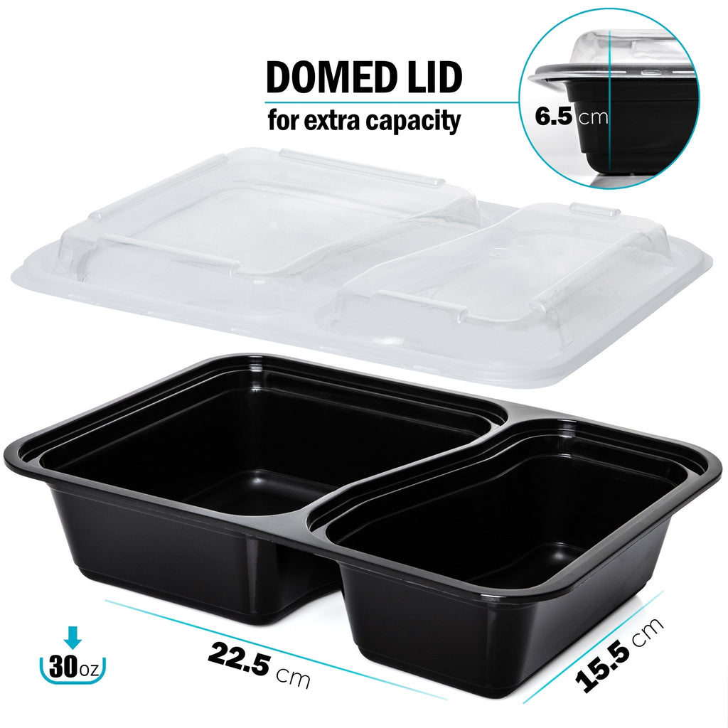 Igluu Meal Prep 2-compartment reusable containers with airtight lids, 887ml, ideal for meal prep and food storage.