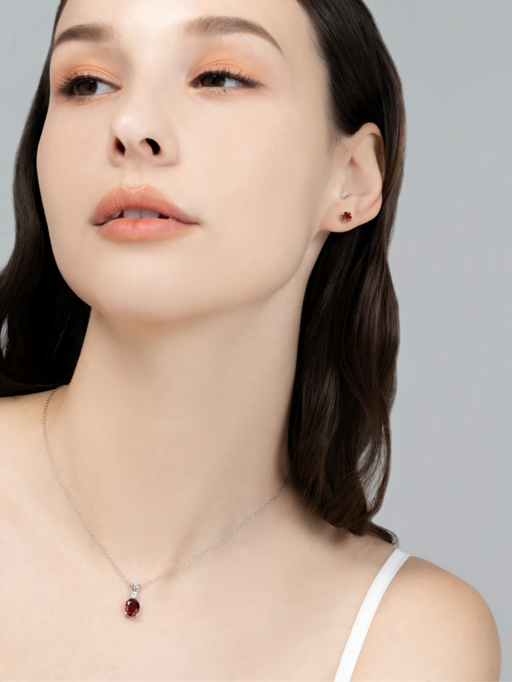 Garnet Pendant Necklace in Sterling Silver