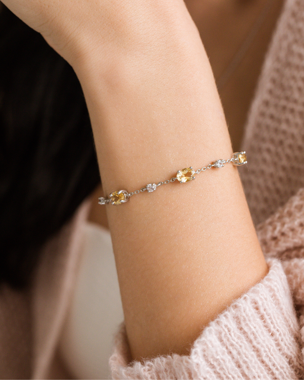 Natural Citrine Bracelet in Sterling Silver