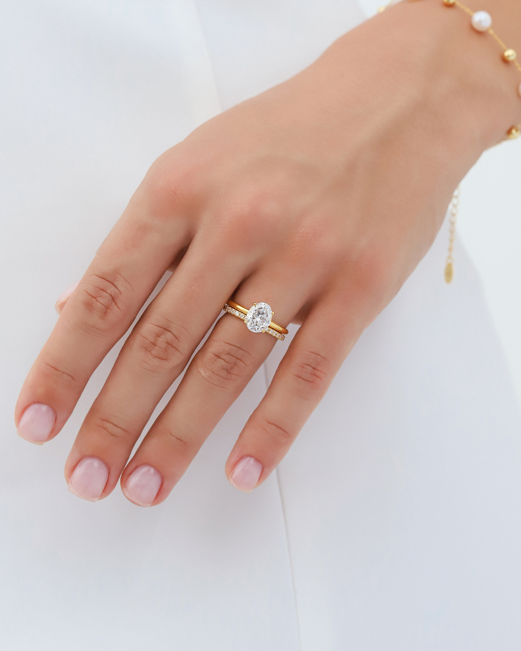 2 ct Oval Solitaire Moissanite Engagement Ring in 18k Gold Vermeil