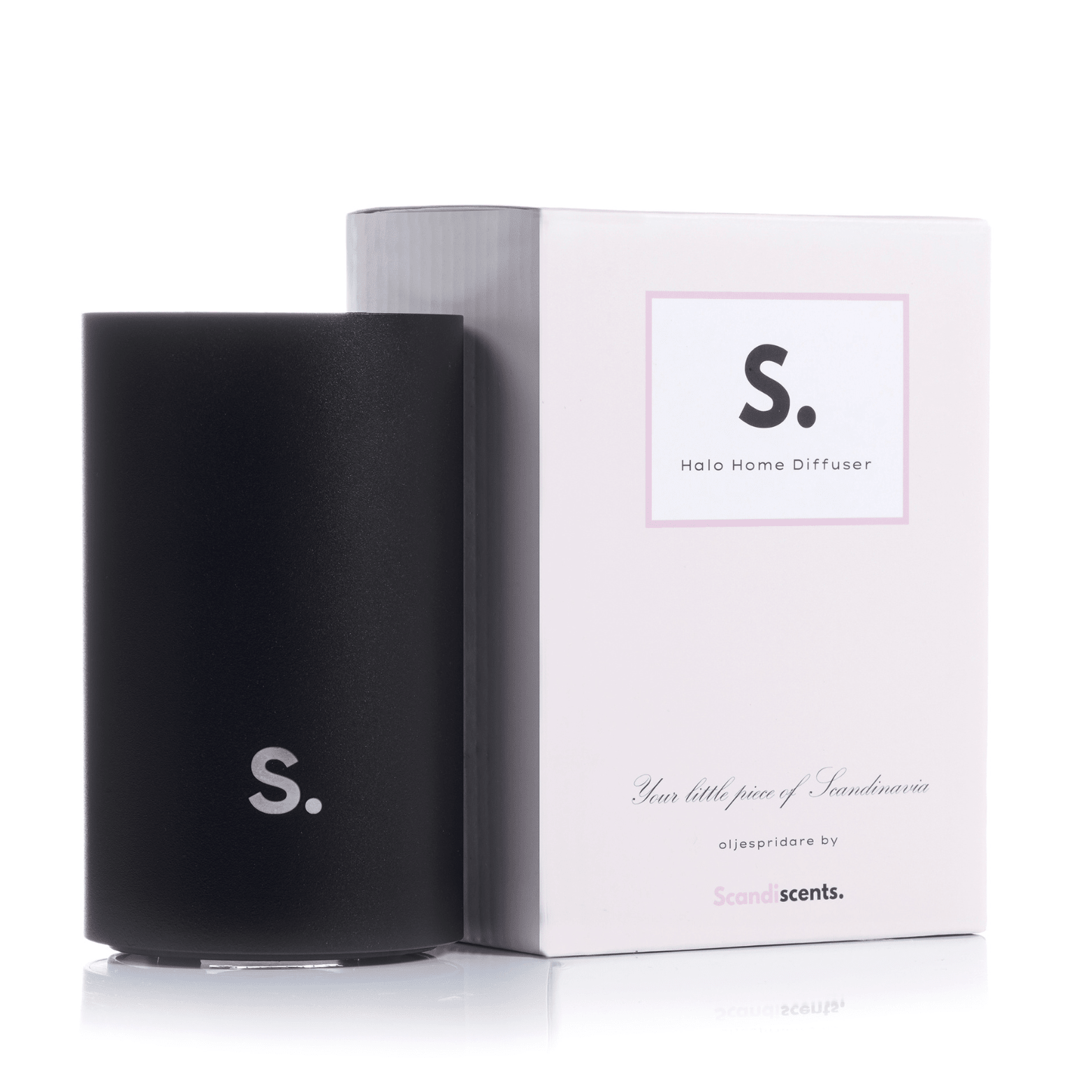 Scandiscents Halo Home Diffuser, waterless scented oil diffuser with sleek black design and modern shape.