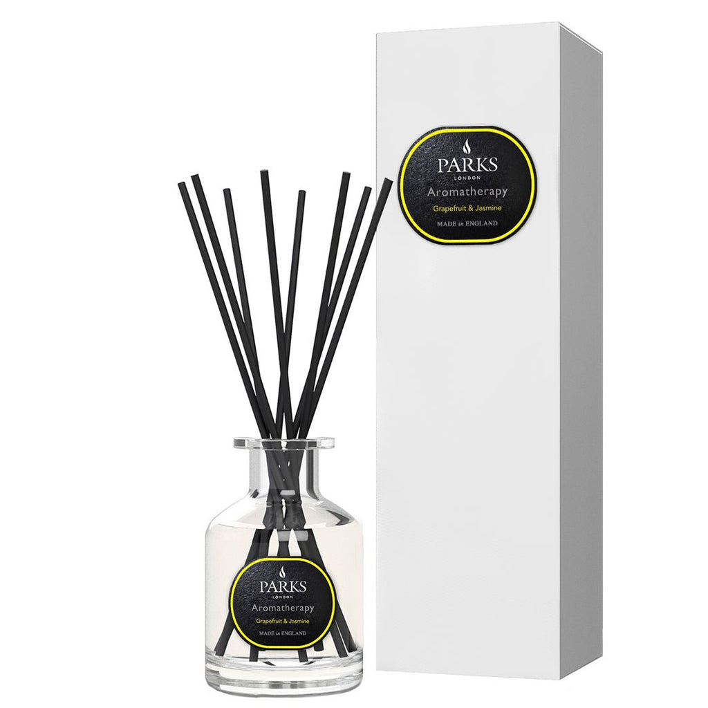 Parks Candles grapefruit and jasmine reed diffuser 100ml with glass bottle and reed sticks for fragrance.