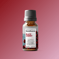Scandiscents Black Cherry fragrance oil bottle with black cherry scent, amber-colored liquid, and black cap.