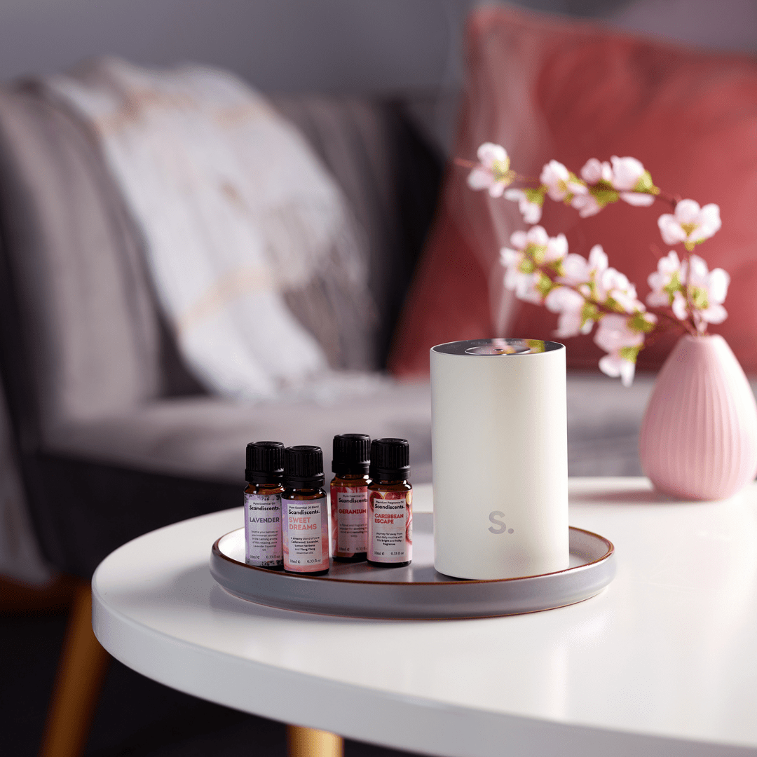Scandiscents Halo Home Diffuser displaying a sleek waterless scented oil diffuser with a modern design.