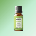 Scandiscents rosemary essential oil bottle with label, emphasizing de-stress and anti-anxiety properties in a clear display.