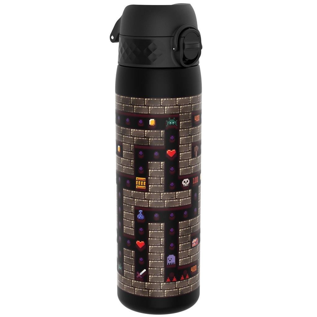 ION8 Recyclon leak-proof slim water bottle, 500ml (18oz), ideal for gamers, made of recyclable materials, shown in the image.