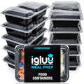 Igluu Meal Prep 2-compartment reusable containers with airtight lids, 887ml capacity, ideal for meal prep storage.