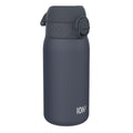 ION8 leak-proof stainless steel water bottle in ash navy, 400ml (13oz), showing sleek design and secure cap for on-the-go hydration.