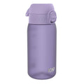 Light purple ION8 Recyclon leak-proof kids' water bottle with 350ml capacity, featuring a child-friendly design and secure lid.