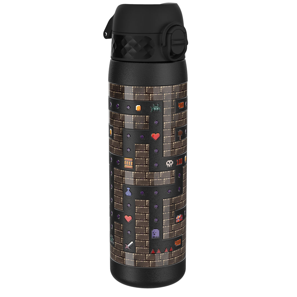 Ion8 leak-proof slim stainless steel water bottle, 600ml, designed for gamers, with a sleek, durable finish and secure lid.