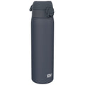 Ion8 leak-proof slim stainless steel water bottle in ash navy, 600ml (20oz), designed for durable, spill-resistant hydration.