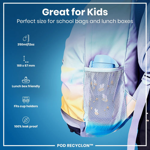 ION8 Recyclon Leak Proof Kids' Water Bottle with Bumble Bees design, 350ml, made for children, durable and eco-friendly.