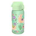 ION8 Recyclon leak-proof kids water bottle with llama design, 350ml (12oz), recyclable plastic, colorful and child-friendly.