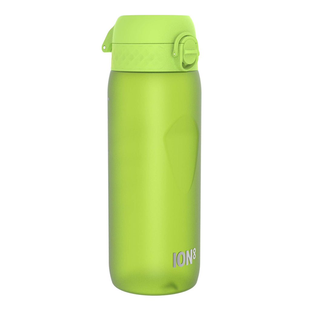 Green 750ml Recyclon water bottle by ION8, made from recyclable materials, with a sleek design and secure cap.