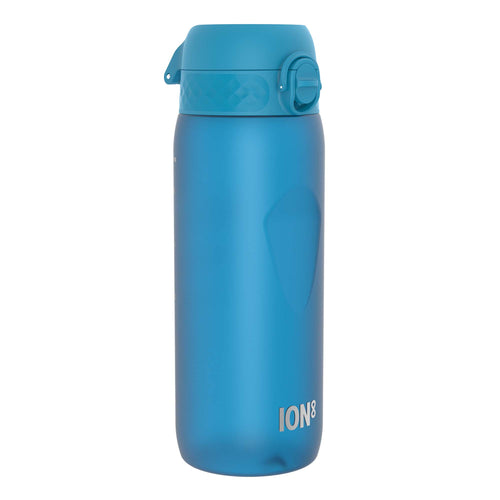 Blue ION8 Recyclon water bottle with 750ml capacity, featuring a sleek design and secure lid for hydration on the go.