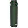 Dark green 500ml ION8 Leak Proof Slim Recyclon water bottle with a secure lid and compact design.