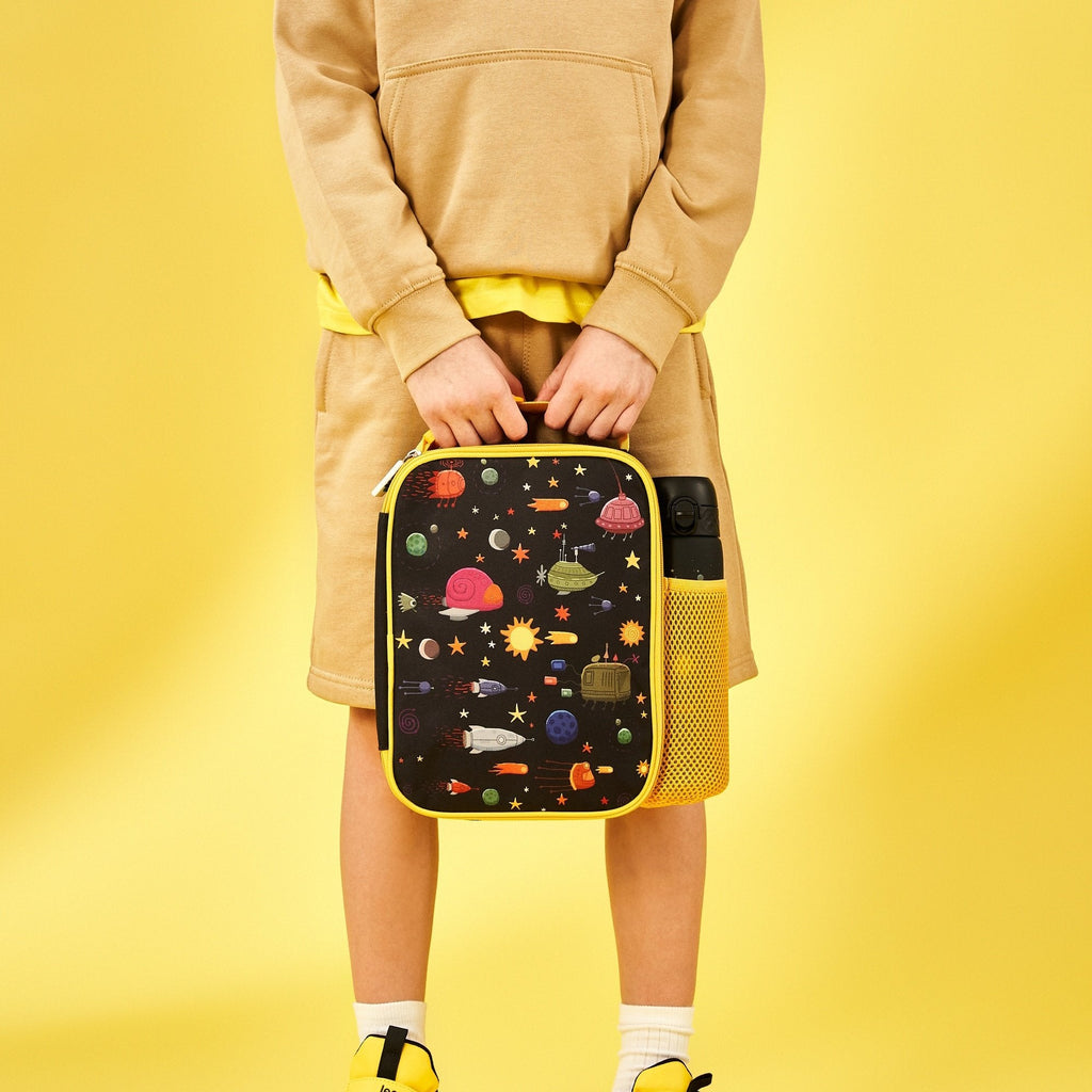 Insulated kids lunch bag by ION8 featuring a fun spaceship design, ideal for keeping meals fresh during school or outings.