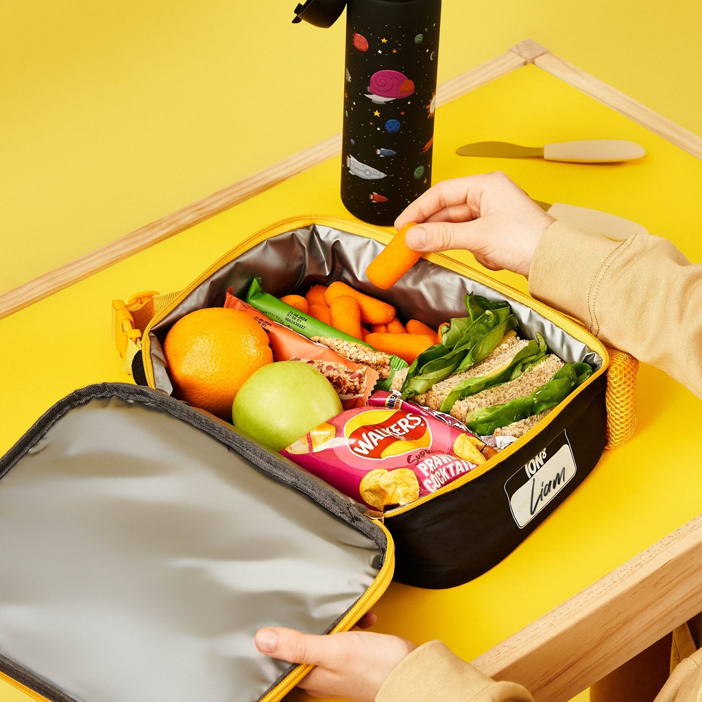 Ion8 kids insulated lunch bag with a fun spaceship design, medium size, perfect for school or day trips.