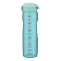 ION8 Recyclon 1L leak-proof water bottle with time markers in Sonic Blue, made for easy hydration on the go.