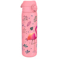 Ion8 leak-proof slim stainless steel water bottle with flamingo design, 600ml (20oz), lightweight and durable for everyday use