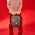 Insulated kids lunch bag by ION8 featuring a gamer design, medium size with adjustable shoulder strap and colorful graphics.