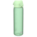 Recyclon slim water bottle by ION8 in surf green, 500ml (18oz), leak-proof design with a sleek, recyclable plastic body.