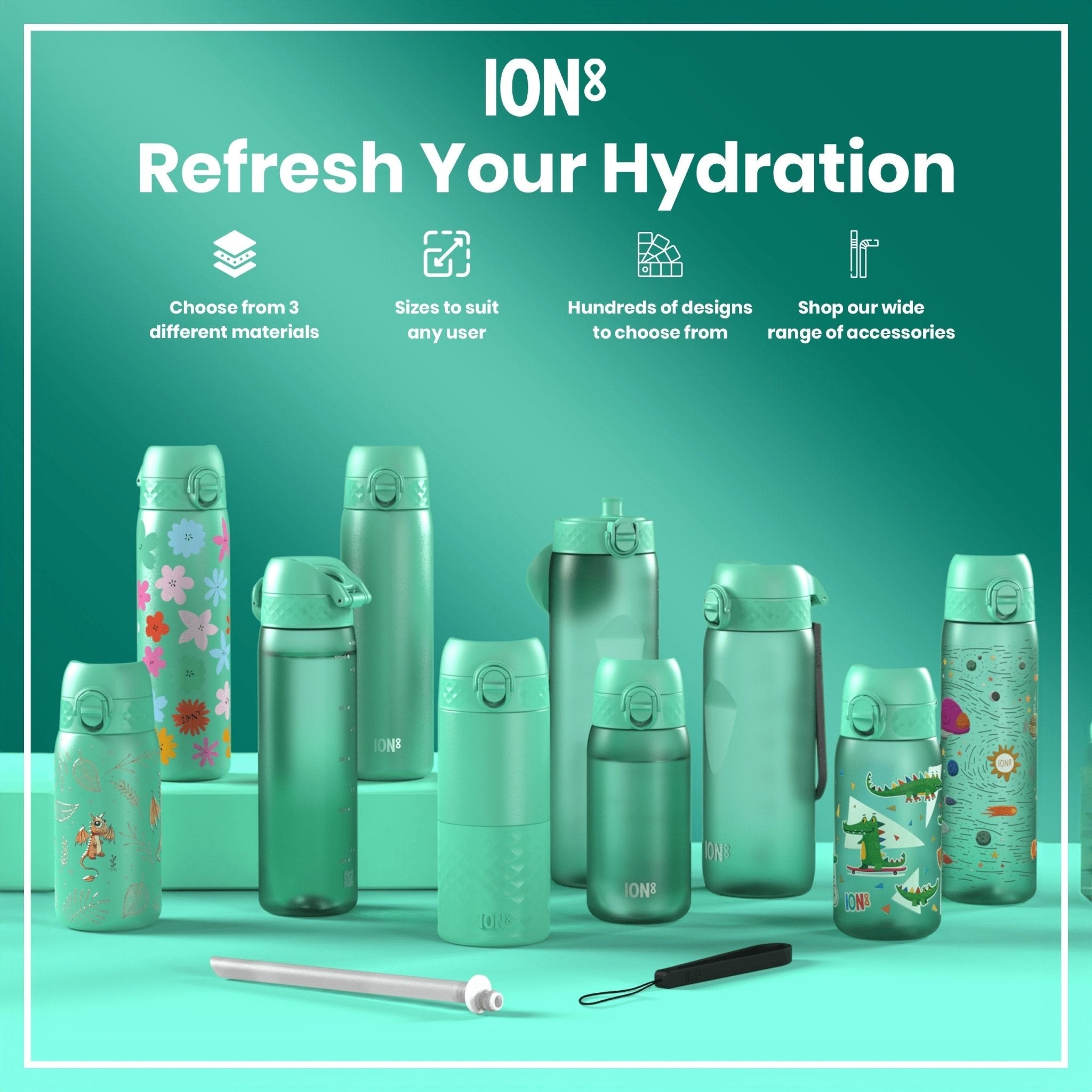 ION8 leak-proof kids stainless steel water bottle with colorful egg to dragon design, 400ml capacity, durable and eco-friendly.