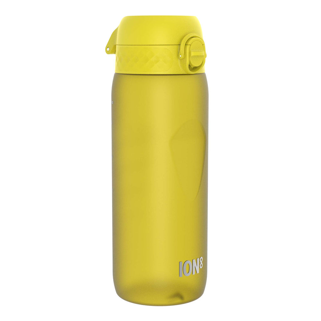 Yellow Recyclon water bottle by ION8, 750ml capacity, with a sleek design and secure cap for portable hydration.