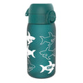 ION8 Recyclon leak-proof kids water bottle with shark design, 350ml (12oz), recyclable plastic, suitable for children.