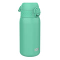 ION8 leak-proof kids water bottle in teal, 400ml stainless steel design with a secure lid for children.