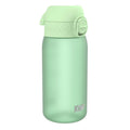 Ion8 leak-proof kids water bottle in surf green, 350ml Recyclon design with a secure lid and colorful eco-friendly appearance.