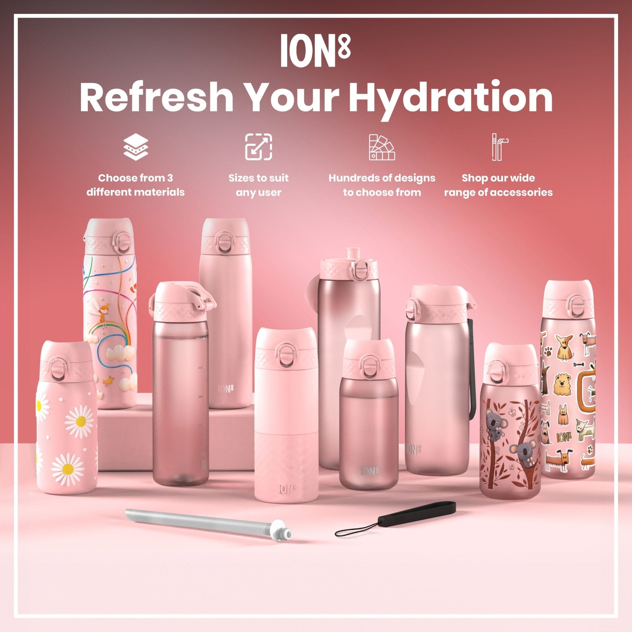 ION8 Leak Proof Slim Thermal Steel Water Bottle with Koala design, 500ml insulated water bottle for hot and cold drinks.