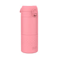ION8 insulated steel travel mug with rose bloom design, 360ml capacity, featuring a spill-proof lid and sleek, durable construction.