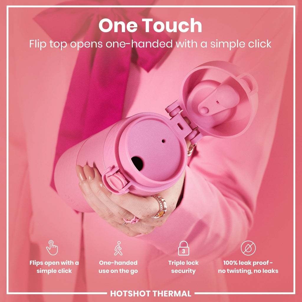 ION8 insulated steel travel mug with rose bloom design, 360ml capacity, perfect for hot and cold beverages on the go.