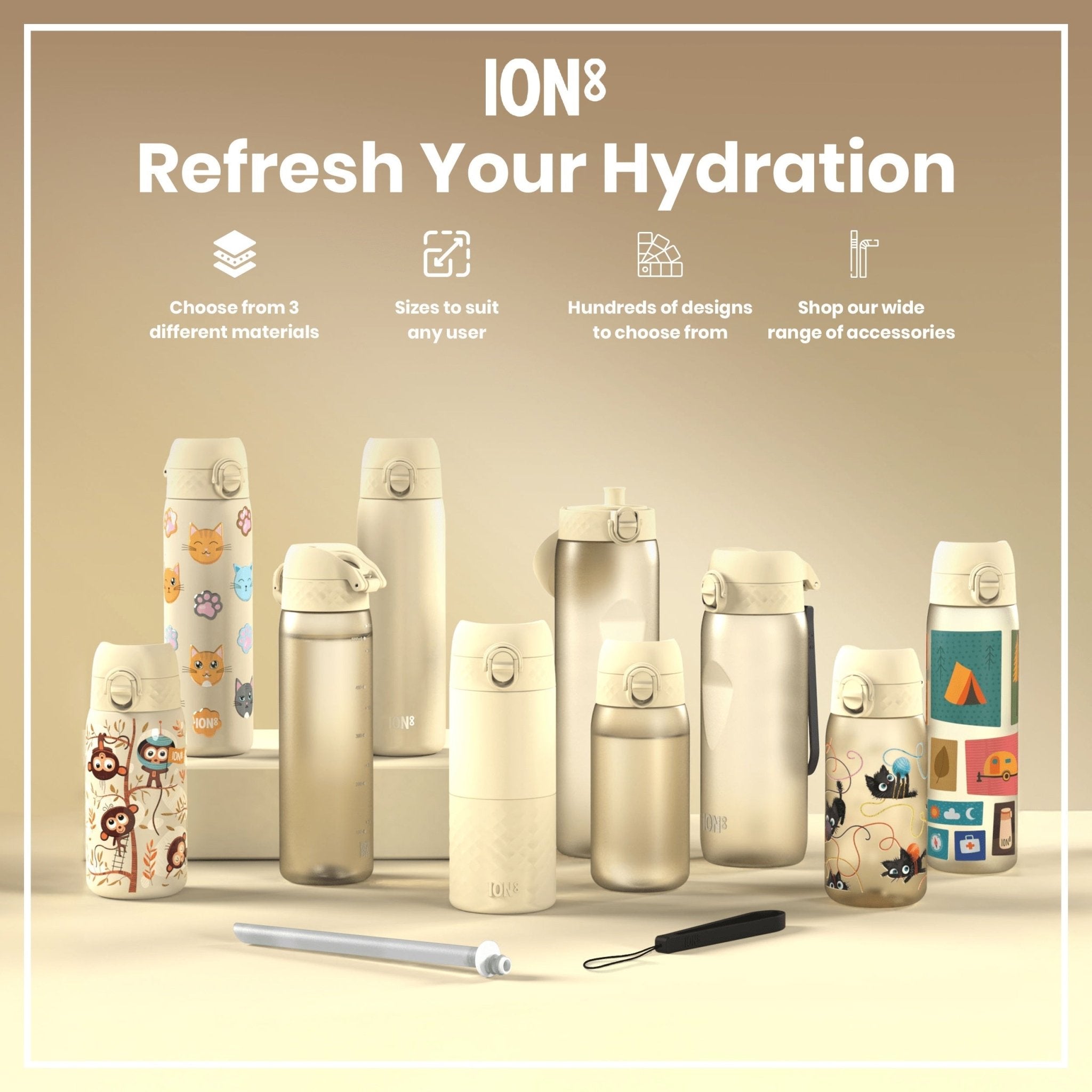 ION8 insulated steel travel mug in tuberose color, 360ml capacity, with a sleek design and spill-proof lid.