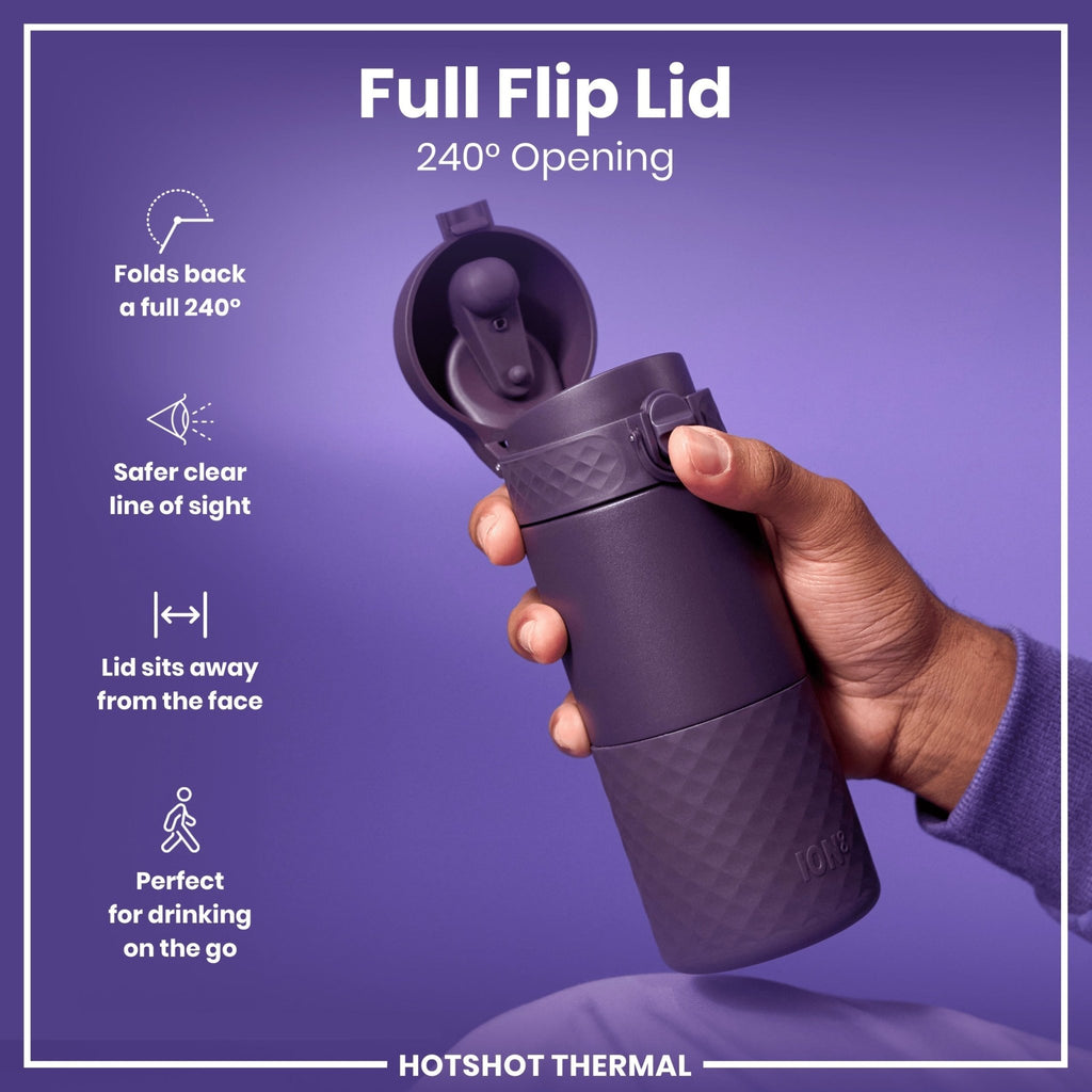 Blackberry ION8 insulated steel travel mug with 360ml capacity, featuring a sleek design and secure lid for hot or cold beverages.